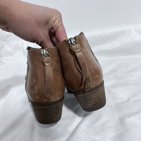 Clark Artisan Ankle Booties Size 8 M Brown Strappy Western Comfort Boot Block - Picture 4 of 7